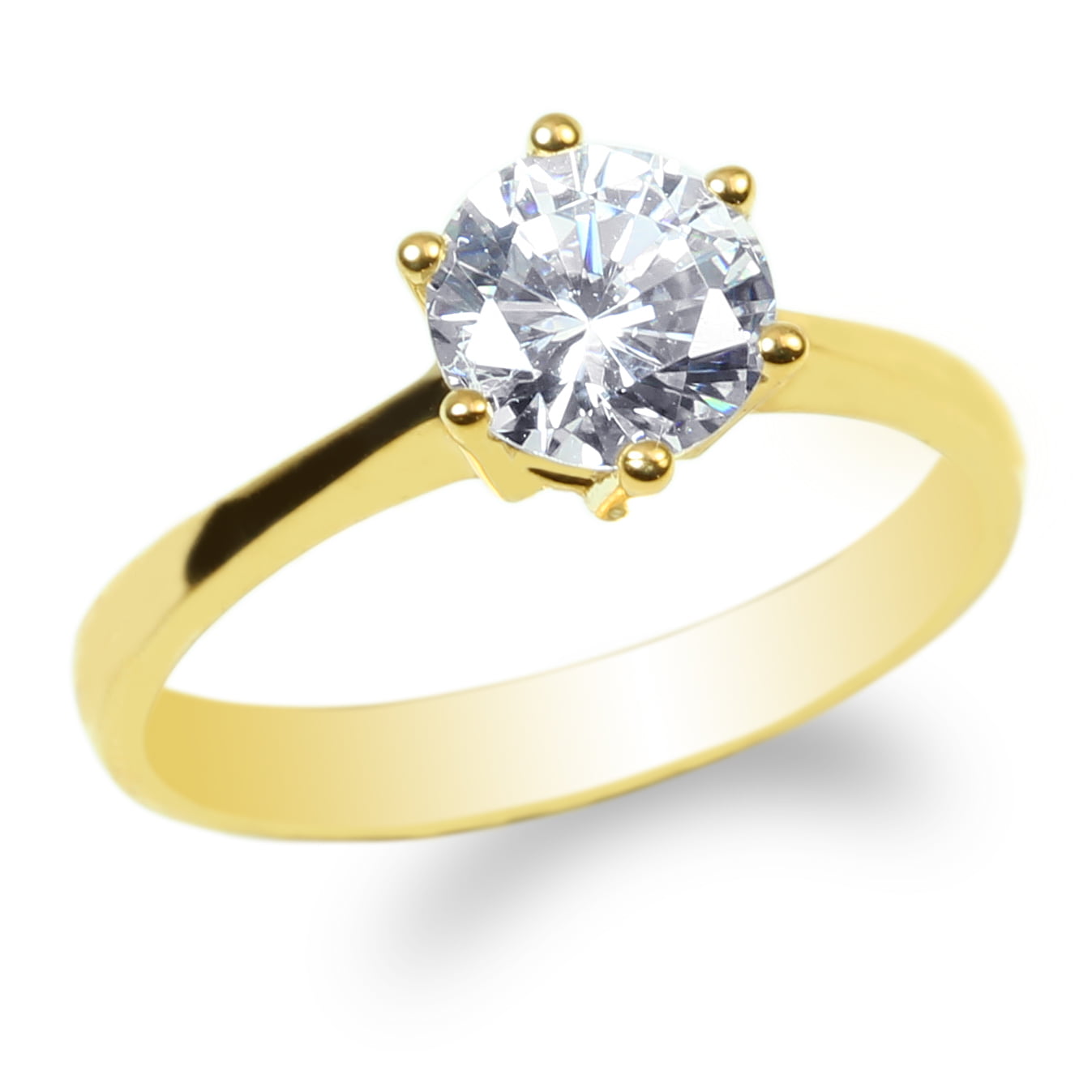 JamesJenny 10K Yellow Gold  0.28 ct Round CZ Solid Solitaire Ring Size 4-8