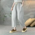 thumbnail image 2 of Annhoo Womens Loose Pants Wide Leg Solid Color Drawstring Trouser with Pocket Spring Summer Clothes, 2 of 4