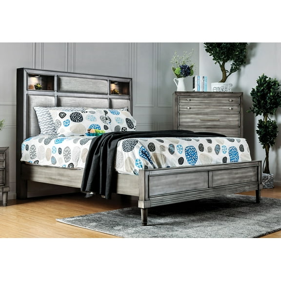 Furniture of America Ayana Transitional Gray Bed Frame, Multiple Sizes