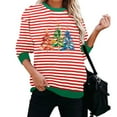 thumbnail image 4 of Christmas Sweatshirt for Women Long Sleeve Crewneck Striped Pullover Xmas Print Drop Shoulder Tops Fall winter Casual Clothes, 4 of 6