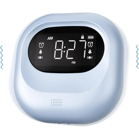 Vibrating Alarm Clock for Heavy Sleepers, Rechargeable Bed Shaker, Adjustable Vibration, Dual Alarms, Portable for Hearing-impaired