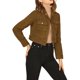 thumbnail image 4 of Chaqueta de moto recortada de ante sintético con cuello de solapa para mujer Inspire Chic L Khaki, 4 of 7