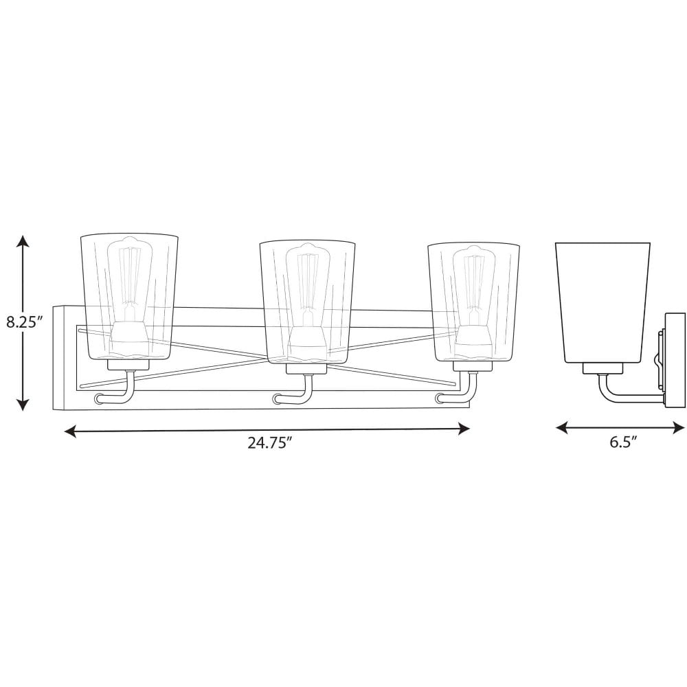 Briarwood Collection 3-Light Graphite Clear Glass Coastal Bath Vanity Light