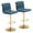 Blue, Gold Brushed Base, variant on Modern Upholstered Bar Stool with Back Set of 2, Armless 360° Swivel Adjustable Height Linen Padded Bar Chair for Kitchen Island, Dining Room, or Café (Dark Gray)