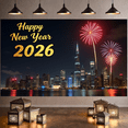 thumbnail image 6 of Night Cityscape Happy New Year Banner Glittering Fireworks Celebration Banner Festive Design for Party Decoration Holiday Event Celebration, 6 of 9