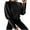 Black, variant on XFLWAM Women Puff Long Sleeve Button Cuff Pullovers Tops Round Neck Solid Color Sweatshirts Black 3XL