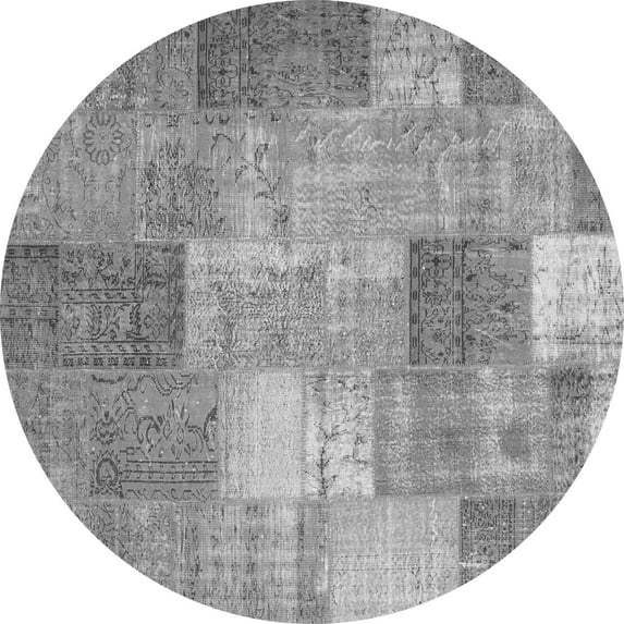 Ahgly Company Indoor Round Patchwork Gray Transitional Area Rugs, 7' Round