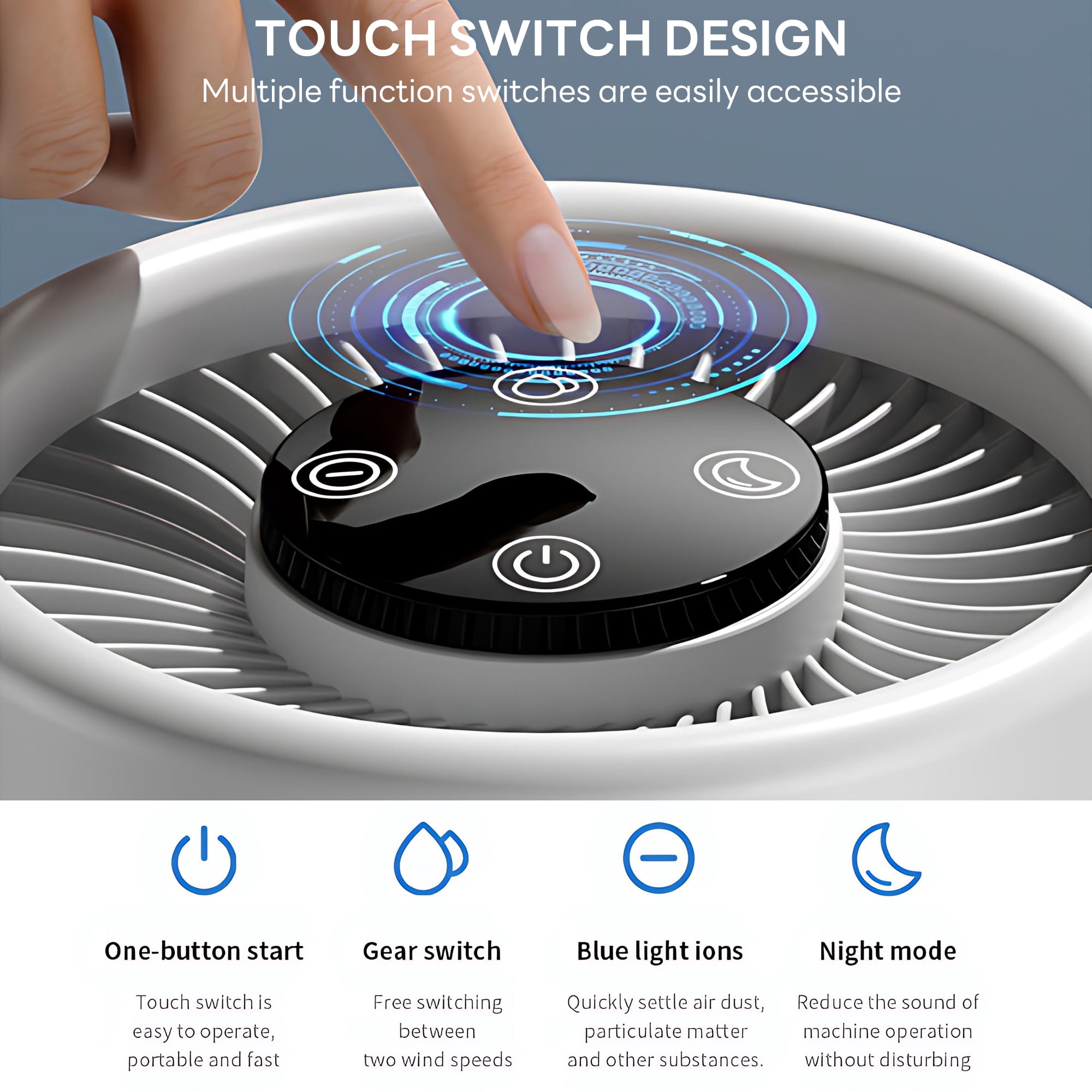 INSMART Air Purifiers for Bedroom, Quiet Air Purifier with HEPA Filter for Home,Smoke Dust Pet Dander, Odor, Hair for 500 SQ.ft