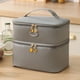 thumbnail image 5 of Bolsa de almuerzo aislada impermeable de doble capa | Gran capacidad 18x18x15cm | Aislamiento térmico, compartimentos con cremallera doble, correa ajustable | Caja Bento, Comida, Botella, Picnic, 5 of 6