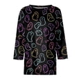 thumbnail image 4 of Halloween Womens Shirts Funny 3/4 Sleeve Pullover Spooky Ghost Printed Tops Horror Crew Neck T Shirts Holiday Three Quarter Length Blouses, 3XL, 4 of 5