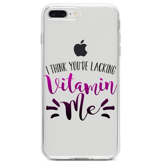 DistinctInk Clear Shockproof Hybrid Case for iPhone 7 PLUS / 8 PLUS (5.5" Screen) TPU Bumper Acrylic Back Tempered Glass Screen Protector - I Think You're Lacking Vitamin Me