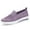 Purple, variant on Deago Women's Slip on Loafer Shoes Breathable Mesh Casual Flat Shoes Low-Top Round Toe Knit Walking Sneakers