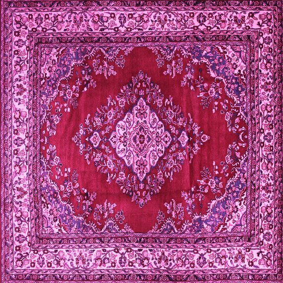 Ahgly Company Indoor Square Medallion Pink Traditional Area Rugs, 6' Square