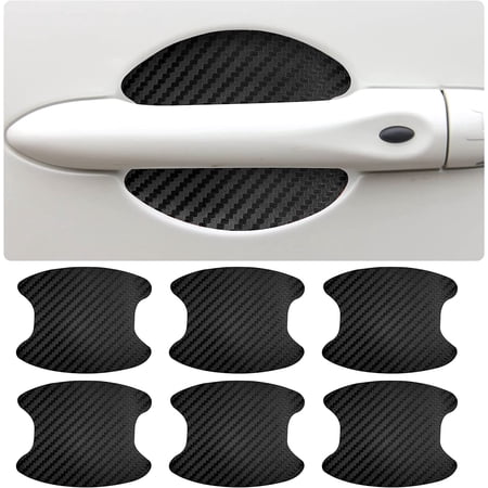 6 PCS Car Door Handle Car Sticker,3D Scratch Resistant Carbon Fiber Wrist Sticker-Traceless Car Door Handle Protective Film,Universal for Most Car Handles (Black)