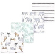 Luvable Friends Hudson Baby Flannel Receiving Blankets 4pk, Safari Adventure