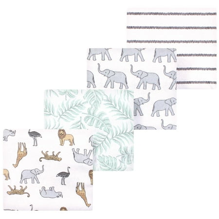 Luvable Friends Hudson Baby Flannel Receiving Blankets 4pk, Safari Adventure