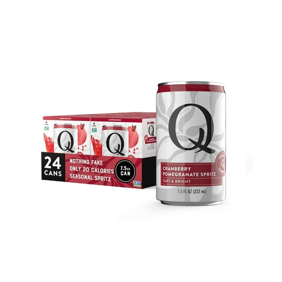 Q Mixers Cranberry-Pomegranate Spritz, Ideal for Cocktails & Mocktails - Made with Real Ingredients, Perfectly Carbonated & Less Sweet - 40 Calories per Can - 7.5oz Fl oz Cans (Pack of 24)