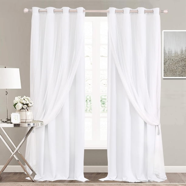 Cortina SOFJAGETQ de doble capa transparente y opaca, 132 x 244 cm
