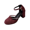 thumbnail image 2 of GERsome Womens Chunky Block Heels Closed Round Toe Ankle Strap Dress Pumps Shoes for Office Party Wedding Wine Size 5.5, 2 of 9