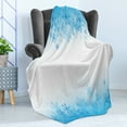thumbnail image 4 of Winter Soft Flannel Fleece Throw Blanket, Abstract Ornaments Snowflakes Cold Weather Season Frozen Water Illustration, Cozy Plush for Indoor and Outdoor Use, 50" x 70", Sky Blue White, by Ambesonne, 4 of 5