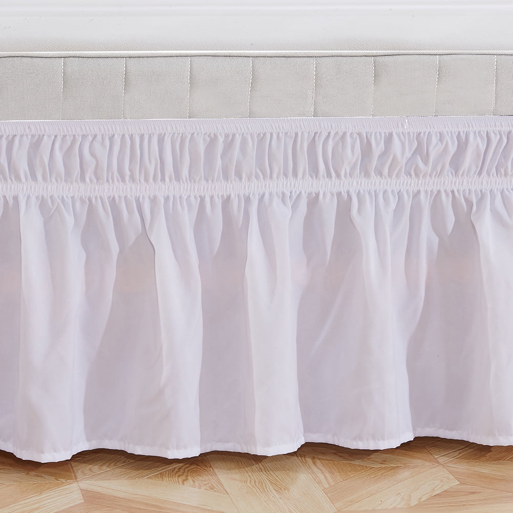 Elastic Bedspread Bed Skirt Ruffle Easy Fit Spread Cover Multi-Size Valance