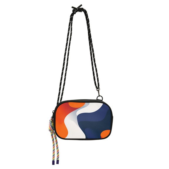 FORMRS Mini Crossbody Bag for Women Adjustable Shoulder Rope Travel Casual Phone Purse, Blue Abstract Wavy