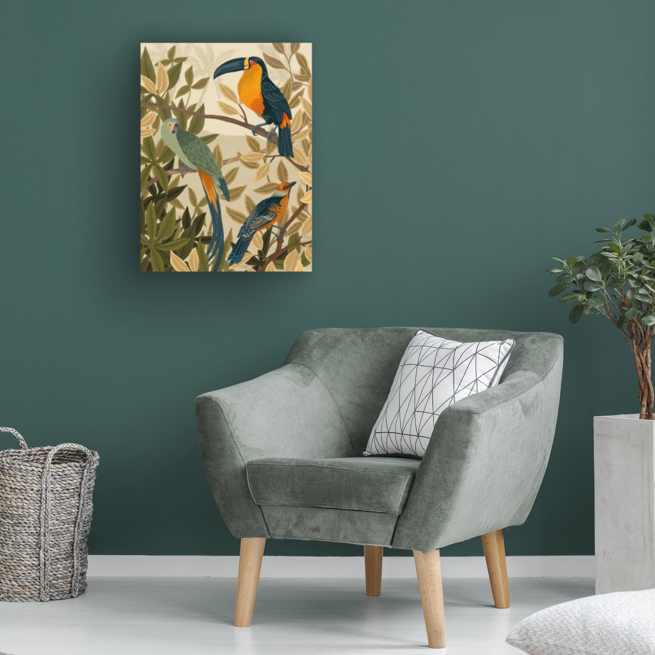 Trademark Fine Art Goed Blauw  Paradise Birds Canvas Wall Art