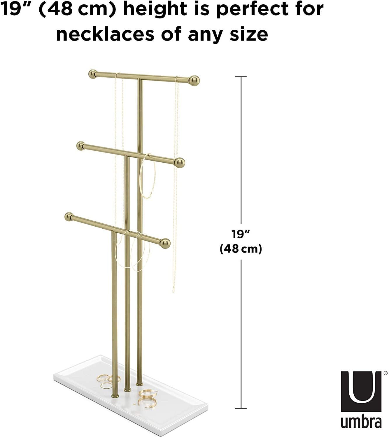 Black 3 Bracelets and Earrings Umbra Trigem Three Tiered Tabletop Organizer for Necklace 