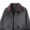 thumbnail image 3 of PiGOGI Men's Winter Coats Fashion Leather Solid Color Zipper Pocket Long Sleeve Lapel Leather Coat Jacket Dark Gray 2XL, 3 of 4