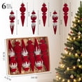 thumbnail image 3 of 6-Piece Flocked Red Finial Drop Christmas Ornaments, Velvet Teardrop Baubles with Rich Plush Texture, Hanging Tree Decor for Warm Holiday Displays, 3 of 7