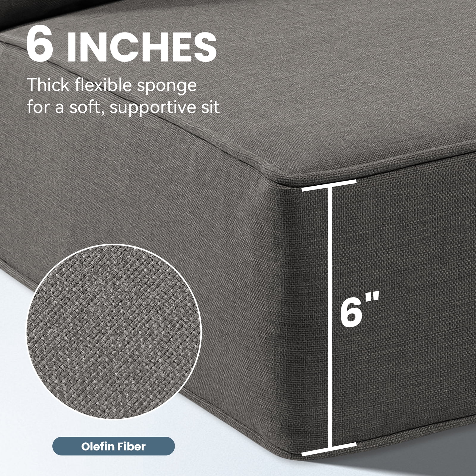 Giantfurnni Outdoor Deep Seat Cushion 24 X 24 X 6 inch for Patio Furniture, Water Resistant & Fade Resistant Outdoor Seating Cushions, Dark Grey, 2 Sets