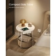 thumbnail image 2 of Side Table with Charging Station, Round End Table With Fabric Basket, Nightstand with Power Outlets USB Ports Matte White and Camel Brown, 2 of 6