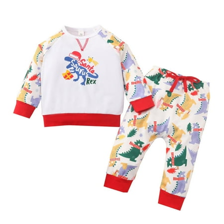 

Aompmsdx Cartoon Autumn Winter Baby Girls Sleeve Dinosaur Long Trousers Set Top Pullover Christmas Boys And Girls Outfits&Set Christmas Hoodies
