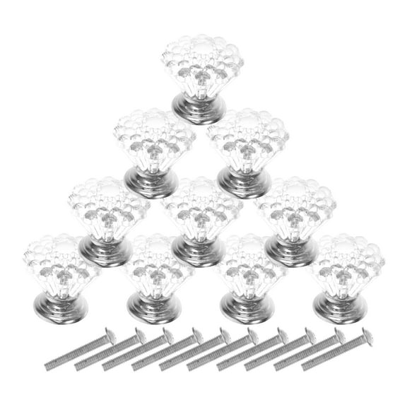 Masteelf  10 Pcs Crystal Cabinet Knobs and Gold Drawer Pulls Decor Recess Silver