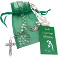 thumbnail image 2 of Irish Wedding Rosary Set Glass Beads Metal Holy Trinity Crucifix with Prayer Card Blessing for Marriage in a Drawstring Bag, 2 of 8