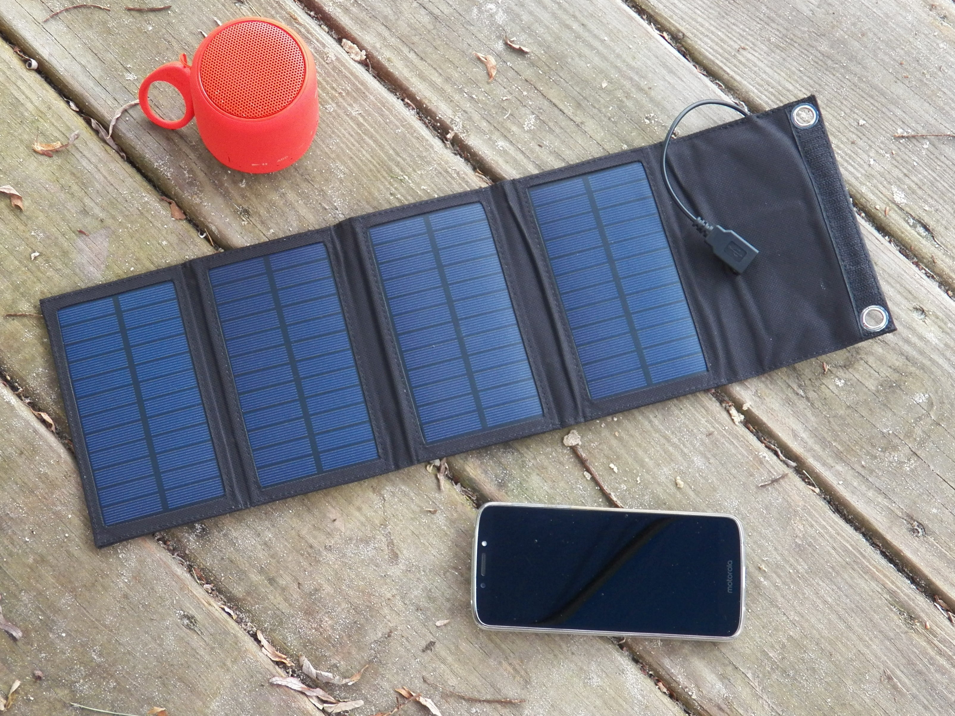 Helios Mini Folding Solar Charger with Power Bank, Black
