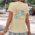 thumbnail image 3 of WEIWEN Dressy Women Tops Crewneck Autism Awareness Teacher Blouses for Women Short Sleeve Shirts Casual Summer Tops (Beige, XL), 3 of 5