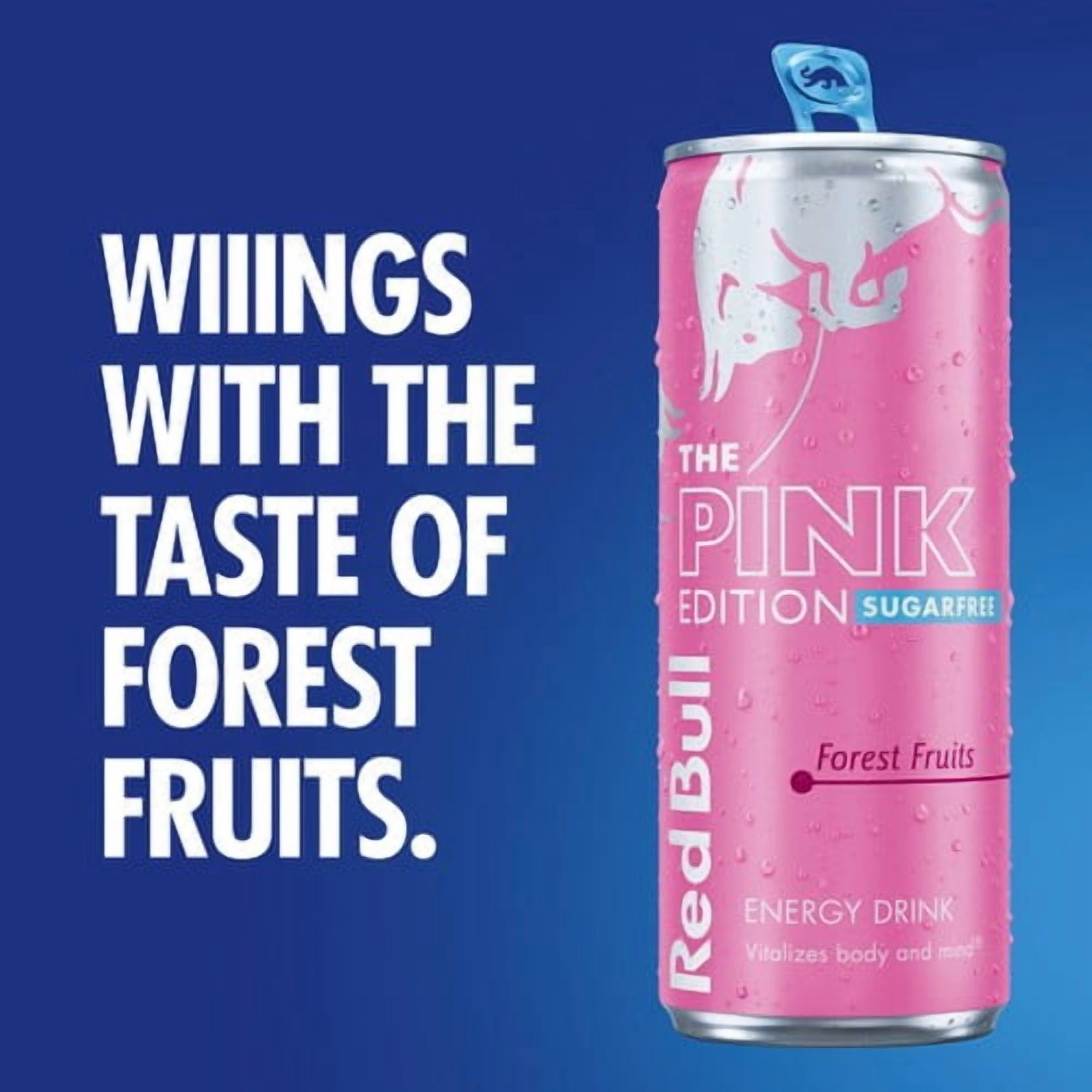 Red Bull Energy Drink Sugar Free Pink Edition Forest Fruits 4 x 250ml, British Import (Pack of 2)