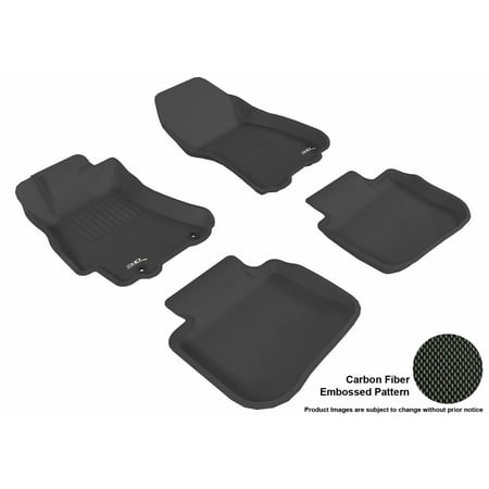 Subaru Legacy Floor Mats 2011 3D MAXpider 2010-2014 Subaru Legacy Front & Second Row Set All Weather Floor Liners in Black with Carbon Fiber Look ()