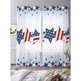 thumbnail image 3 of 4th of July Semi Sheer Window Curtains 96 Inches Long, American Star Blue Ombre Independence Day Rod Pocket Voile Silky Chiffon Curtain Light Filtering Drapes for Living Room, 52"x96", 2 Panels, 3 of 9