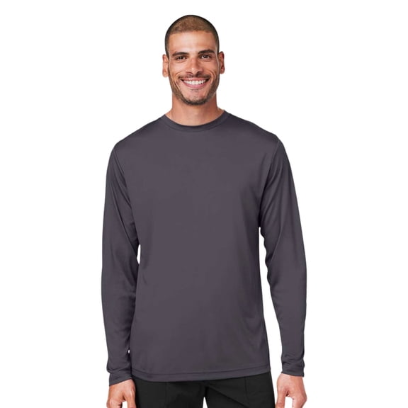 Crown Craze® Men’s Capital Long Sleeve Performance T-Shirt, 100% Polyester Solid Color Tee (Carbon, M)