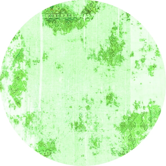 Ahgly Company Indoor Round Abstract Green Modern Area Rugs, 6' Round