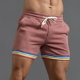 thumbnail image 1 of Men's Casual Shorts for Summer Solid Color Rainbow Pocket Drawstring Loose Casual Sports Running Straight Beach Pants, 1 of 7