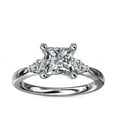 thumbnail image 1 of 0.70 Carat Excellent Princess Cut Real Diamond New Design Three Stone Ring for Wedding Solid 18K White Gold Size 11, 1 of 8