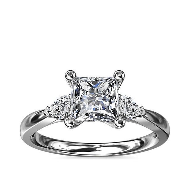 0.70 Carat Excellent Princess Cut Natural Diamond Beautiful Three Stone Bridal Ring for Bride Solid 14K White Gold Size 5