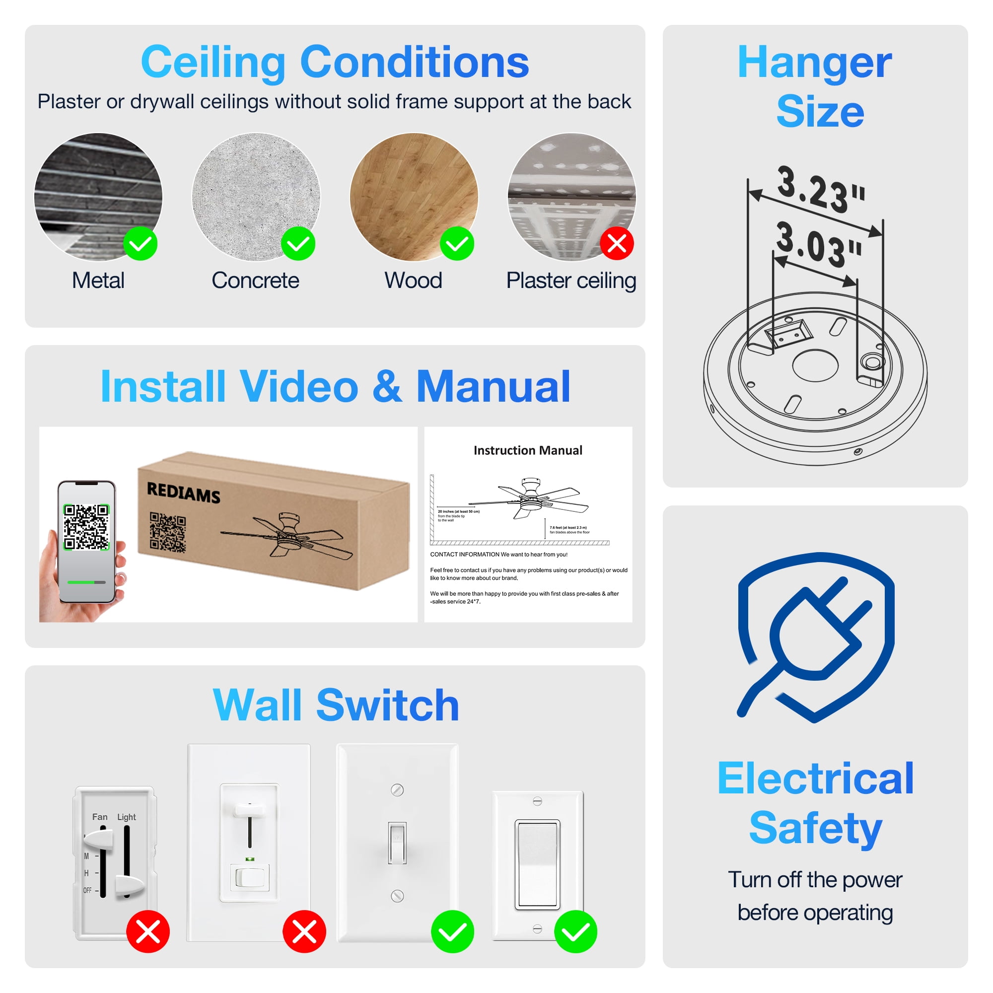 42” Smart Wood Flush Mount Ceiling Fans with Lights Remote,Quiet DC Motor,Outdoor Indoor Low Profile Ceiling Fan,Dimmable,6-speed,for Modern Bedroom Patio