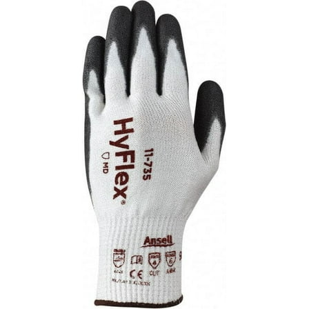 Ansell Size L (9), ANSI Cut Lvl 4, Abrasion Lvl 6, Polyurethane Coated Cut Resistant Gloves 10" Long, Palm & Fingertips Coated, Intercept Technology Yarn Lining, Knit Wrist, White/Gray, Paired
