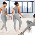 thumbnail image 2 of Fitness Pantalones de yoga ajustados de cintura alta para mujer Fitness Running Leggings delgados (Gris XL) Ehuebsd Para Estrenar, 2 of 6