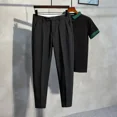 thumbnail image 5 of 9 Pantalones de verano recortados para hombre, pantalones de traje ajustados y trenzados, pantalones rectos, novedad en ropa de diseñador, sastrería, oferta de moda, 5 of 5
