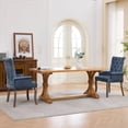 thumbnail image 4 of SESSLIFE Dining Chair with Arms, Upholstered Chenille Kitchen & Dining Room Chairs with High Back, Nailhead Trim and Wood Legs, Fabric Tuft Dining Chair for Home, Blue, 4 of 8